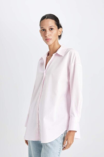 DeFacto Oversize Geniş Kalıp Basic Düz Oxford Uzun Kollu Gömlek C4597AX25SP