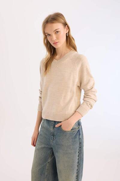 DeFacto Pulover cu gât roșu cu ajustare normală E4617ax