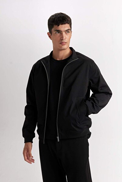 DeFacto Slim Fit Dar Kesim Dik Yaka Astarlı Fermuarlı Cepli Mevsimlik Baharlık Mont D7338AX25SP