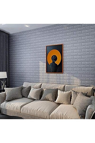 Renkli Duvarlar Kendinden Yapışkanlı Sünger Gri Tuğla Duvar Paneli 70x77 cm 6 Adet