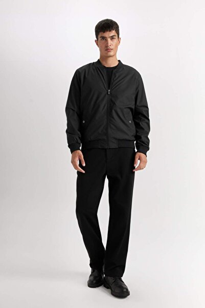 DeFacto Su Geçirmez Slim Fit Dar Kesim Bomber Kolej Yaka Fermuarlı Çift Cepli Mevsimlik Hafif Mont D7319AX25