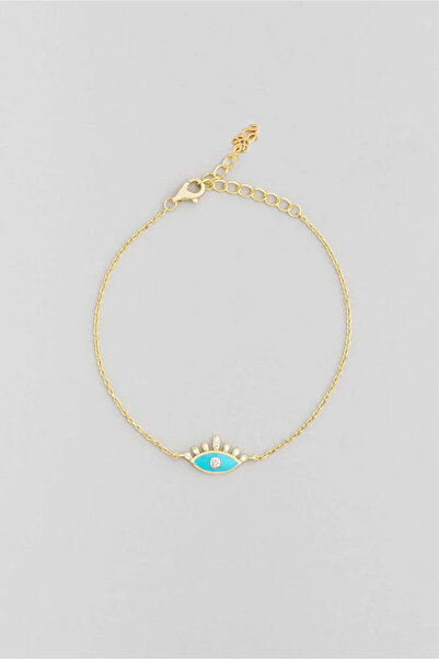 So CHIC... Minimal Göz 18 Ayar Sarı Altın Kaplama 20 Cm Gümüş Bileklik