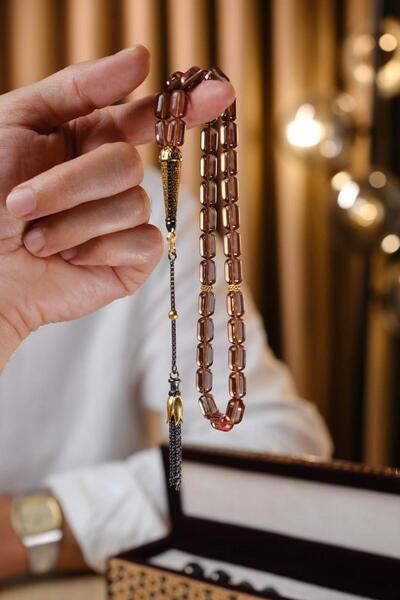 dergah tesbih Diamond Gümüş Serisi Şeffaf Ateşi Sıkma Kehribar Tesbih