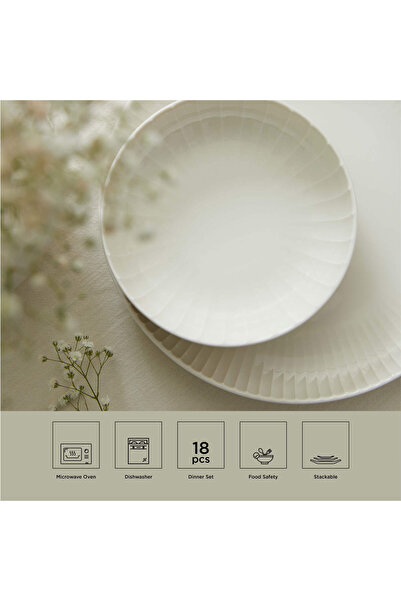 Kütahya Porselen Kutahya Porselen Bone Crest 18-teiliges Tafelservice für 6 Personen – Weiß