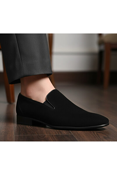 oktay kundura S1453 Siyah süet Deri Ayakkabı Düğün Nişan Özel Gün Kokteyl Bal...