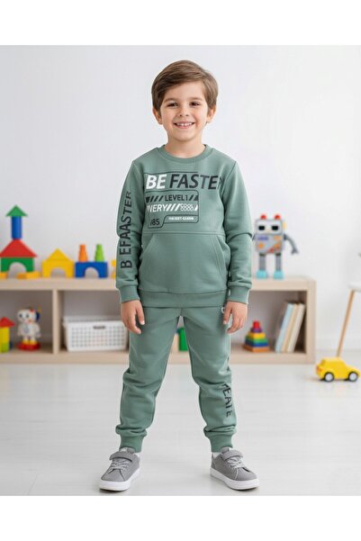 Ege Bebek Boys' Seasonal 2-Yarn Compact Tracksuit Set for Ages 2-3-4-5-6-7-8-9-10 Boys' Tracksuit Set