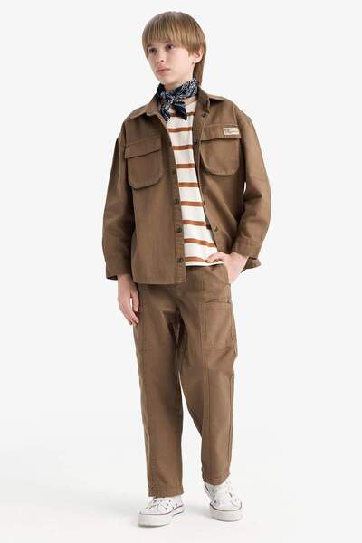 DeFacto Erkek Çocuk Loose Fit Beli Lastikli Twill Pantolon D9850A825SP