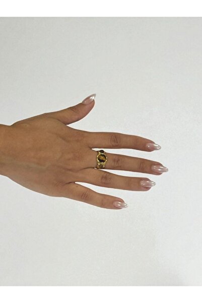 Fundéa Jewelry Kaplan Gözü Taşlı Çelik Yüzük Trend, Şık, Parlak, Moda, Ayarla...