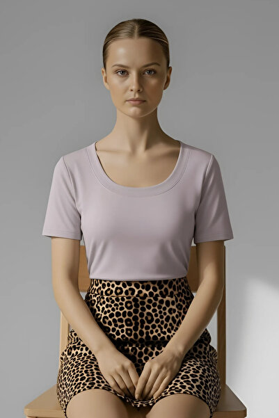 Thestiluxe Широкий комір Basic Ultra Soft Бавовна Віскоза Короткий рукав М'як...