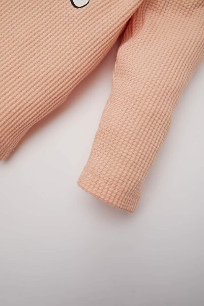 DeFacto Kız Bebek 2'li Takım Waffle Baskılı Sweatshirt Beli Lastikli Eşofman Altı E0202A525SP