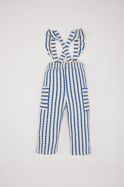 DeFacto Kız Bebek Desenli Cepli Askılı Pantolon D9446A525SP