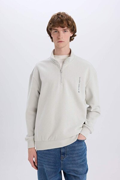 DeFacto Marvel Boxy Fit Dik Yaka Fermuarlı Sırt Baskılı Sweatshirt D6771AX25SP