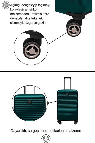 louisiana polo Orta Boy %100 Polikarbon Valiz Petrol 1811