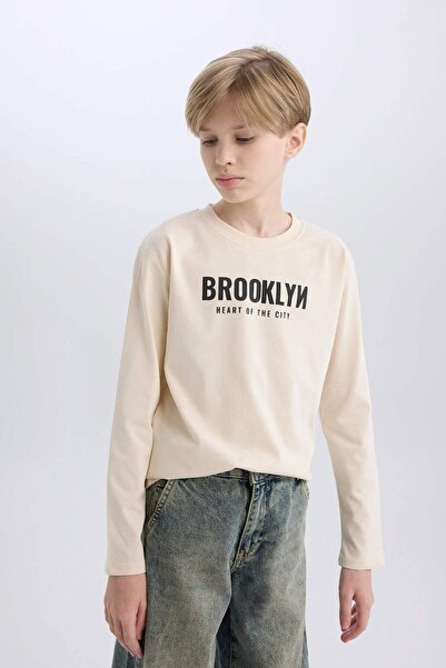 DeFacto Boy's Crew Neck Back Print Long Sleeve T-Shirt D7700A825Sp