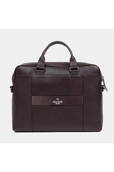 louisiana polo Grande Men's Genuine Leather Briefcase Brown 9003