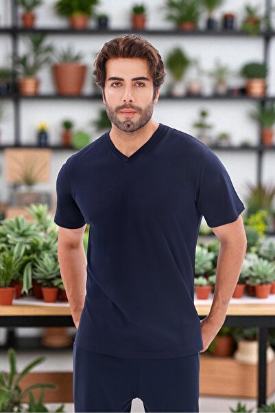 KozaLüks Men's V-Neck 100% Cotton Combed Cotton T-Shirt – Comfortable Fit