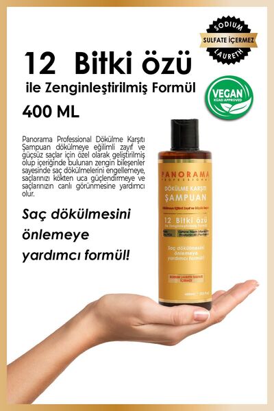 PANORAMA PROFESSIONAL Biotin&caffein&zinc Dökülme Karşıtı Hızlı Uzamaya Yardımcı Şampuan 400 ml Sülfatsız Vegan