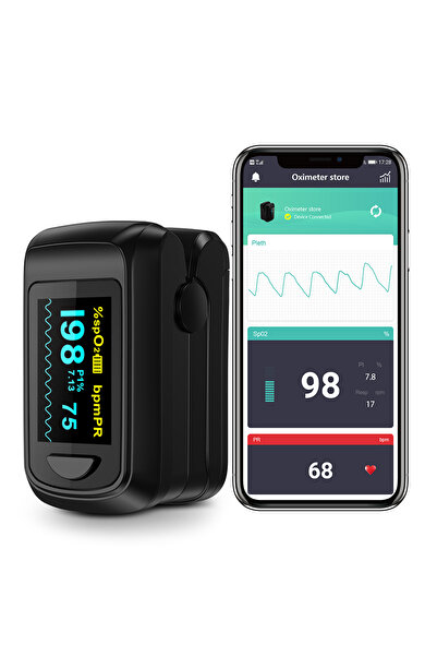 Choice جهاز قياس نسبة الأكسجين في الدم بتقنية OLED باللون الأسود من HealthTree بتقنية البلوتوث SPO2 PR PI RR He