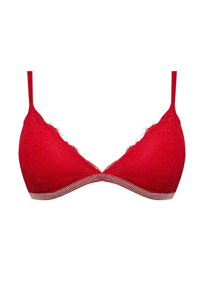 DeFacto Fall in Love Neujahrs-Themen-BH mit Spitze und herausnehmbaren Polstern in Rot D6411AX24WN