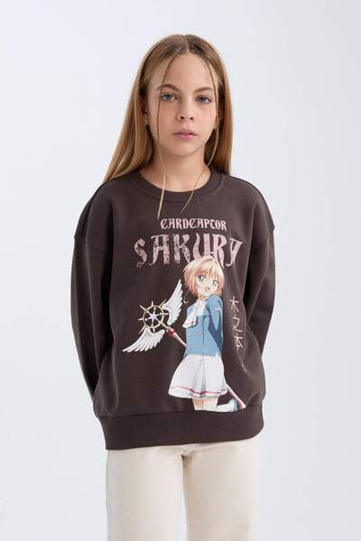 DeFacto Κοριτσίστικο Sakura Oversize Φούτερ με φαρδιά εφαρμογή με λαιμόκοψη D2829A824WN