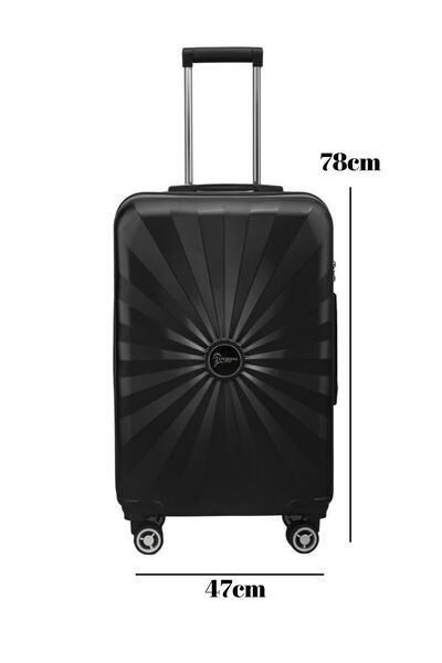 louisiana polo Büyük Boy %100 Polikarbon Valiz 4x2 Teker Siyah 1809