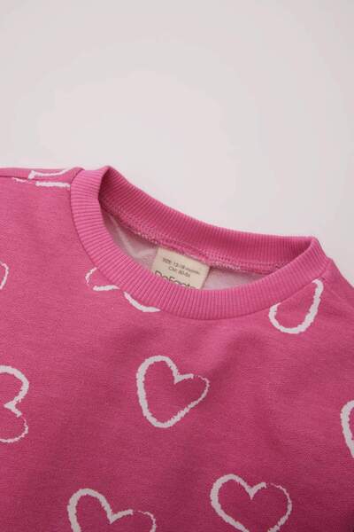 DeFacto Kız Bebek 2li Takım Bisiklet Yaka Sweatshirt Beli Lastikli İspanyol Paça Alt D8350A525SP