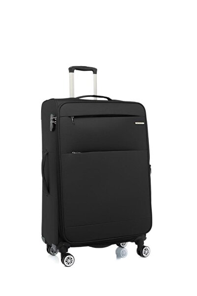 louisiana polo 2'li Valiz Seti Büyük Ve Kabin Boy Lüx Kumaş Valiz Siyah 2082