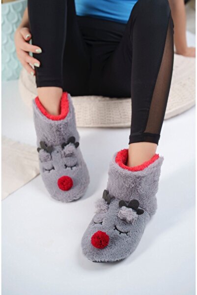 AlbiShoes Дитячі та дорослі домашні капці з фігуркою оленя, м'які, зручні, з безшумною підошвою