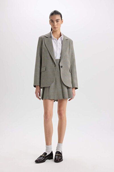 DeFacto Oversize Geniş Kalıp Ceket Yaka Blazer Ceket D9376AX24AU