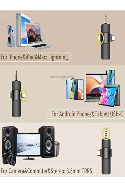 LEVONG F11-2 ÇİFTLİ PROFESYONEL YAKA MİKROFONU TYPEC LIGHTNING AUX UYUMLU