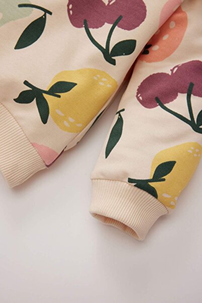 DeFacto Kız Bebek 2li Takım Meyve Desenli Bisiklet Yaka Sweatshirt Beli Lastikli Eşofman Altı E0201A525SP