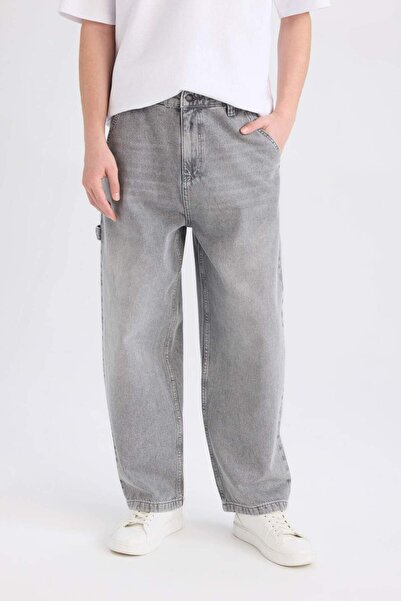 DeFacto %100 Pamuk Skater Fit Geniş Kalıp Yüksek Bel Geniş Paça Jean Pantolon E6325AX25SP