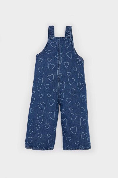 DeFacto Kız Bebek Kalp Desenli Salopet Jean Tulum E0450A525SP