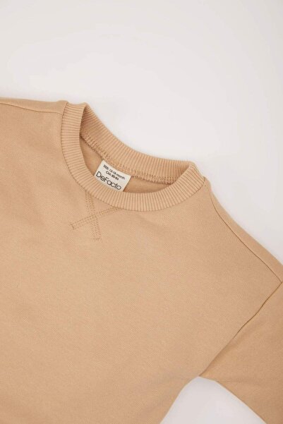 DeFacto Baby Boy Crew Neck Soft Fleece Basic Plain Sweatshirt E5279A524Wn