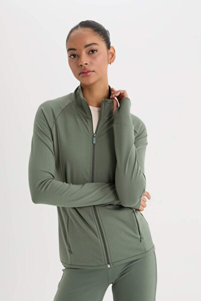 DeFacto DeFactoFit Fitted Dik Yaka Çift Cepli Fermuarlı Sporcu Hırka B3985AX25SP