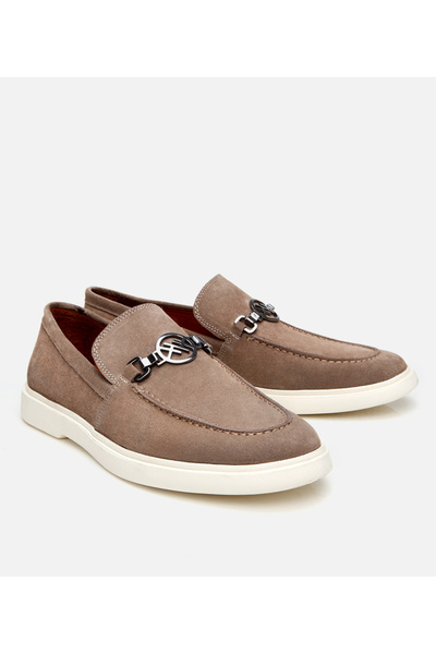 Hotiç Men's Suede Leather Mink Buckle Detailed Loafer