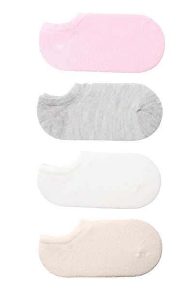 Calverton Socks 4-Pack Girls' Bamboo Sneaker Socks Grey/Pink/Cream/White