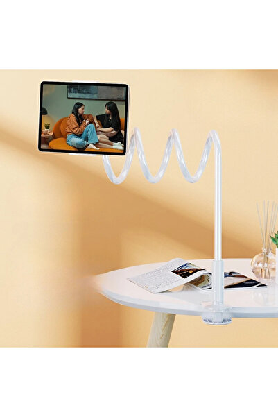 Choice WHITE Tablet Stand Holder Mount Clip Grip Flexible Long Arm Gooseneck ...