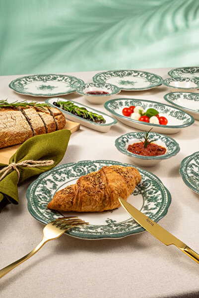 Fecra Majestic Green 14 Piece Breakfast Set