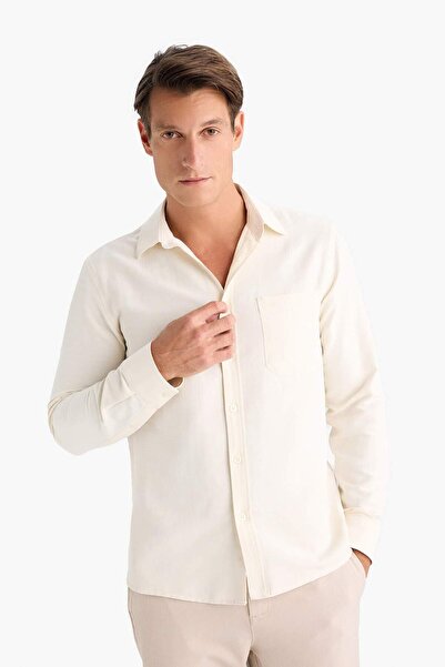 DeFacto Regular Fit Polo Yaka Pamuklu Uzun Kollu Gömlek D6100AX25SP