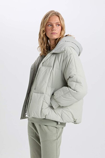 DeFacto Water Repellent Seasonal Coat Hood Pocket Zipper C6855Ax24Wn