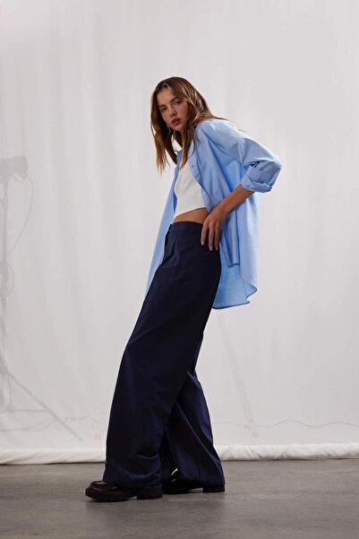 DeFacto Standart Boy Kumaş Palazzo Pantolon Wide Leg Geniş Bol Paça Basic Düz Yüksek Bel C6402AX25SP