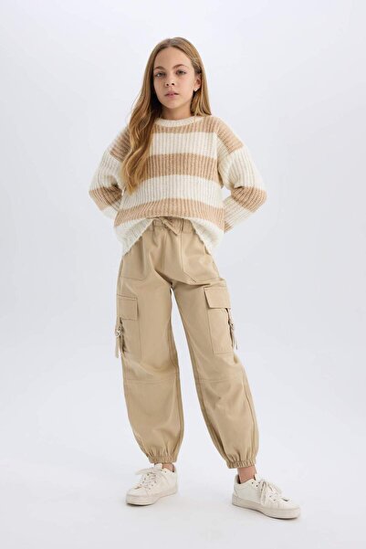DeFacto Kız Çocuk Paraşüt Kargo Jogger Paça Pamuklu Pantolon D7608A825SP