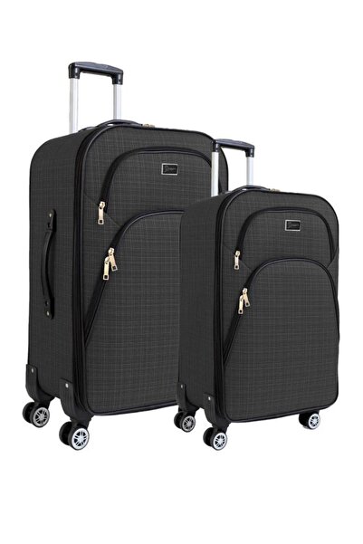 louisiana polo Büyük Ve Kabin Boy Valiz Seti 4 Teker Kumaş Valiz Antrasit 1081