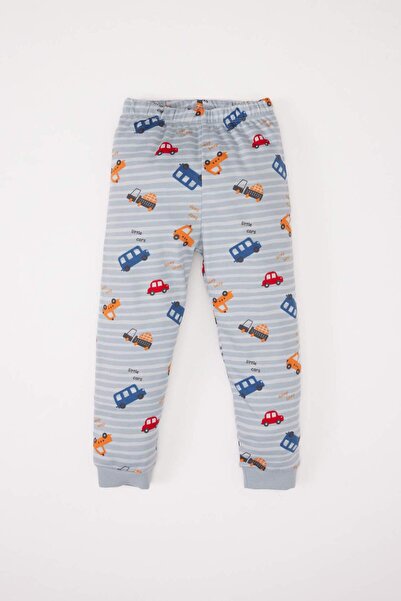 DeFacto Set de pijamale pentru bebeluși, cu gât roșu, cu mânecă lungă, cu imprimeu, cu talie elastică, fund lung