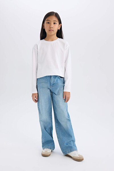 DeFacto Kız Çocuk Wide Leg Geniş Paça Jean Pantolon D9157A825SP