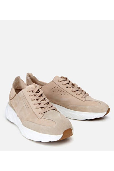 Hotiç Men's Nubuck Leather Ecru Ultra Light Sole Sports Shoes