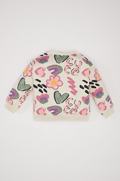 DeFacto Kız Bebek Desenli Bisiklet Yaka Sweatshirt E0194A525SP