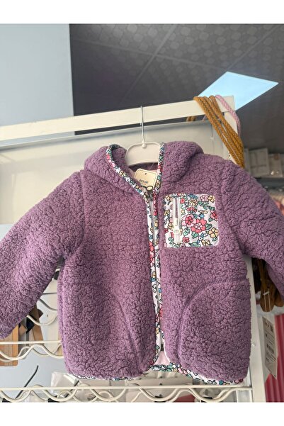 Verscon Kız Çocuk Peluş Fermuarlı Cepli Çiçek Desenli Mont