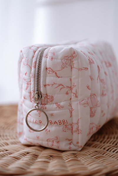 Atelier Babbi 100% Cotton Baby Care Bag - Toile De Jouy / Pink